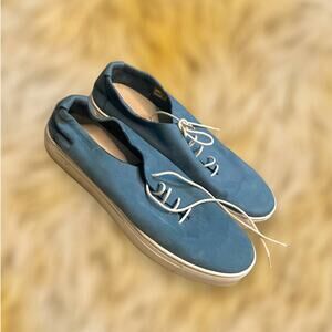 The Flexx Discontinued What a Sneak Teal Leather Platform Sneakers Size 9.5